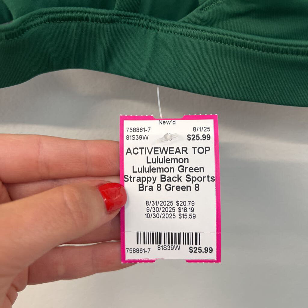 Lululemon Green Strappy Back Sports Bra 8