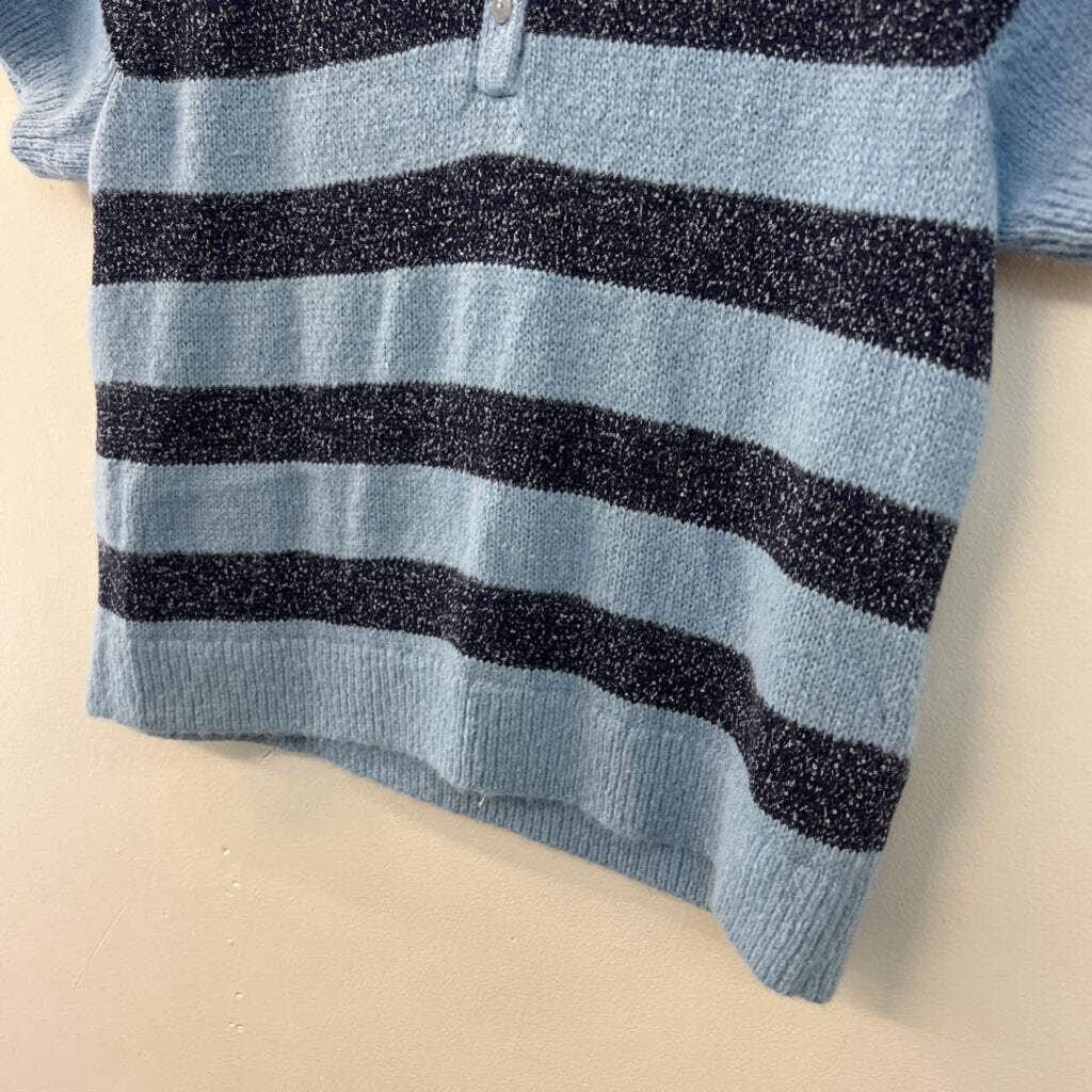Madewell Blue/ Navy Striped Knit Short Sleeve Top Large