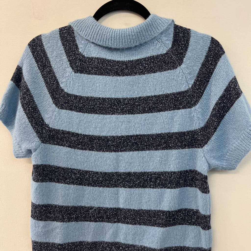 Madewell Blue/ Navy Striped Knit Short Sleeve Top Large