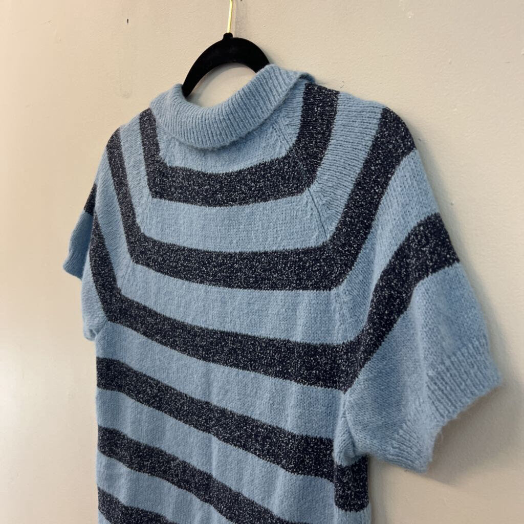 Madewell Blue/ Navy Striped Knit Short Sleeve Top Large