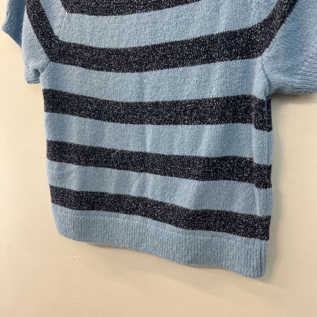 Madewell Blue/ Navy Striped Knit Short Sleeve Top Large