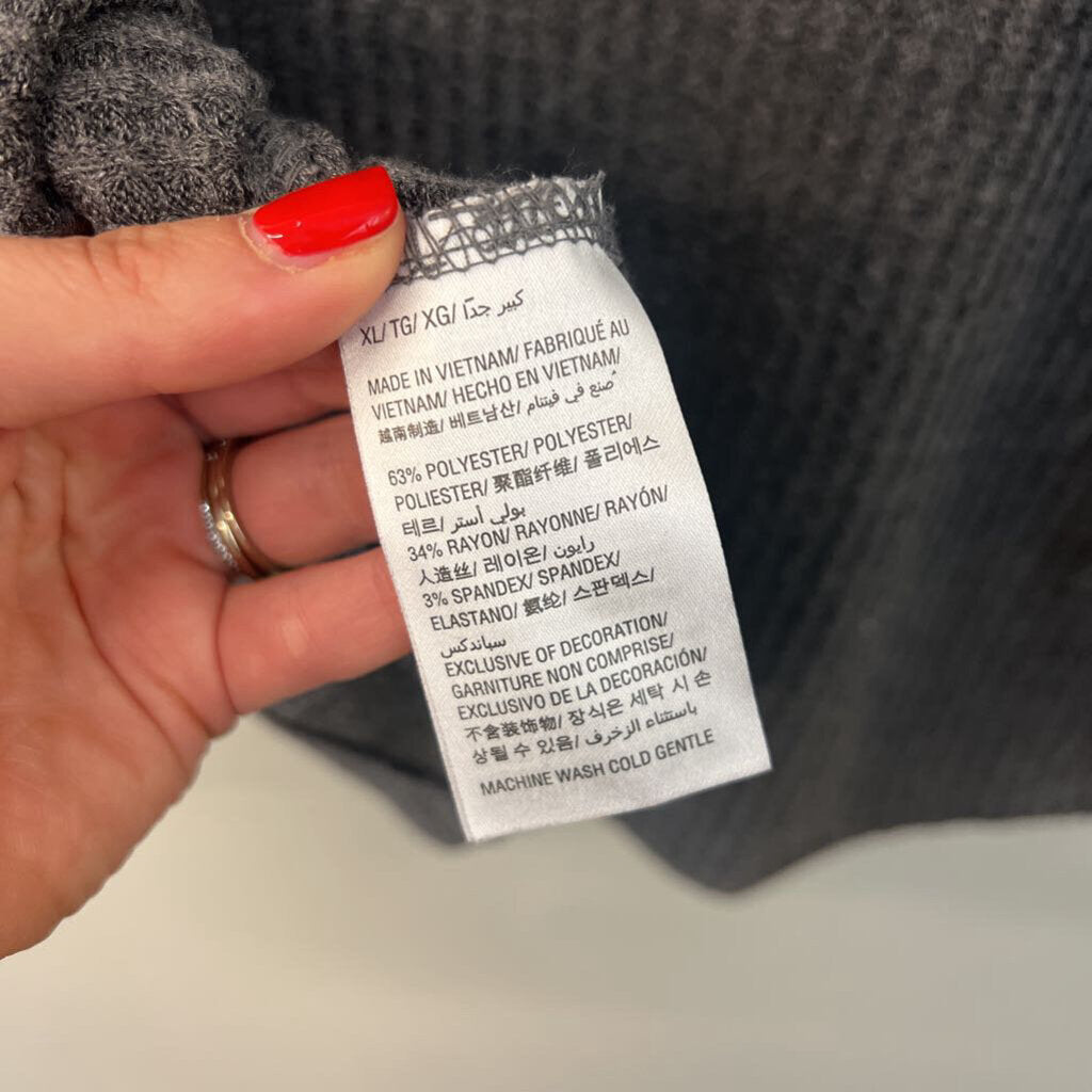 Style and Co Grey Waffle Knit Long Sleeve Top Extra Large