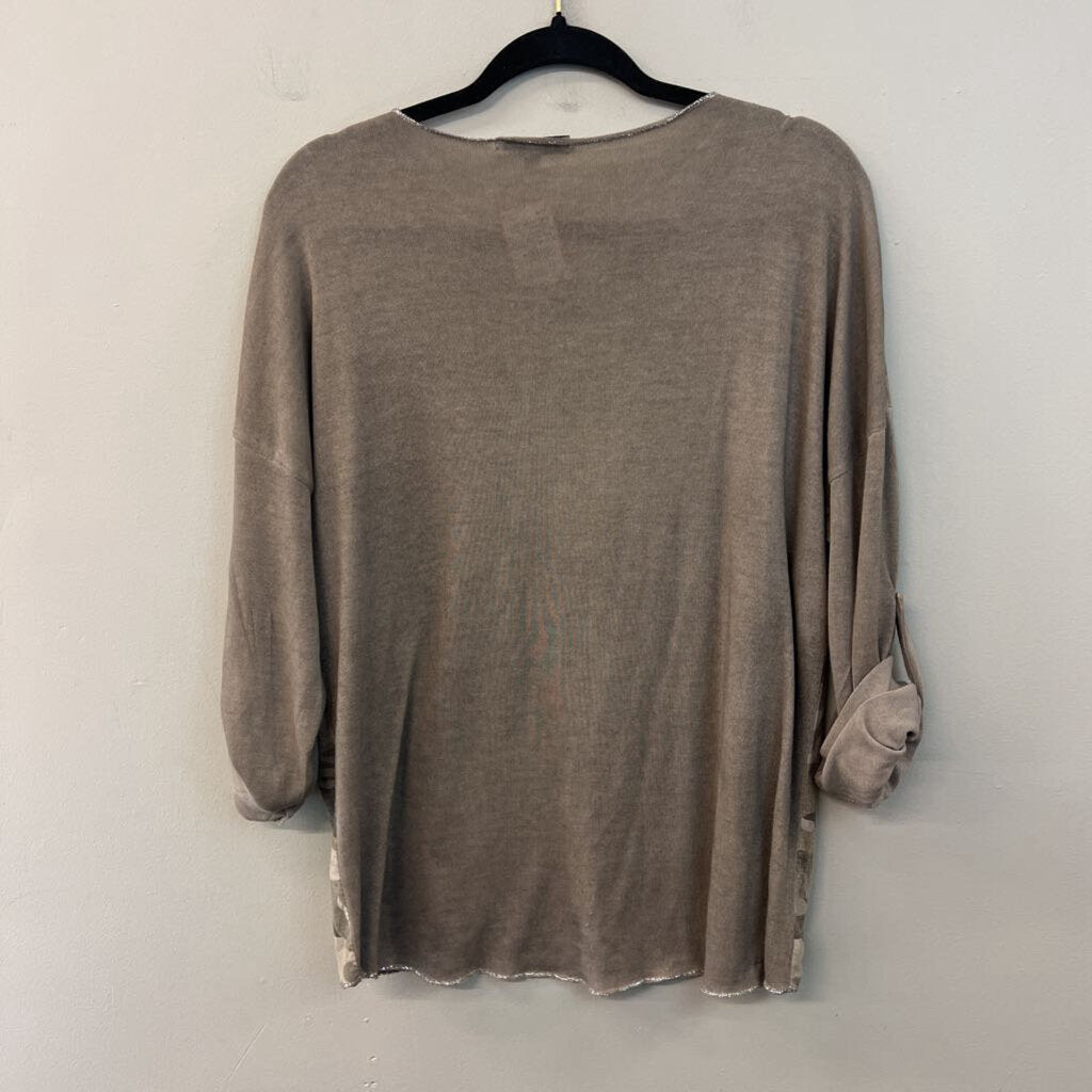 Tempo Paris Grey Shimmer Camo Print Long Sleeve Top Medium/ Large