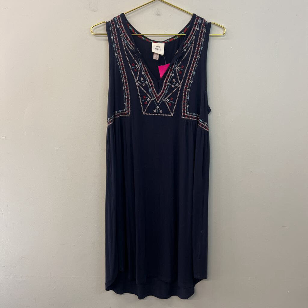 Knox Rose Navy Embroidered Top Tank Dress Medium