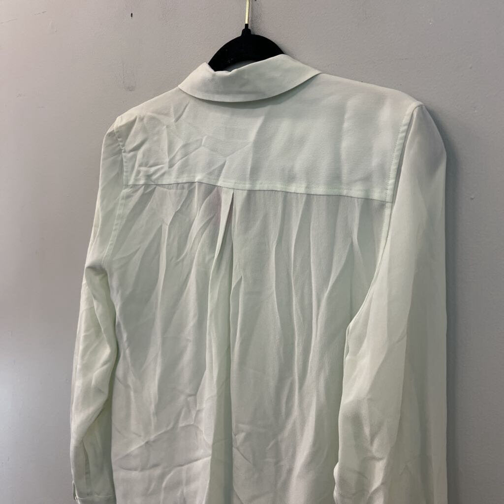 Equipment Femme Light Green 100% Silk Long Sleeve Button Down Top Extra Small