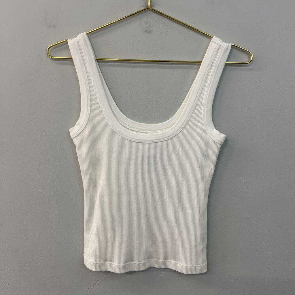Citizens of Humanity Cream Ribbed Cropped Tank Top Extra Small