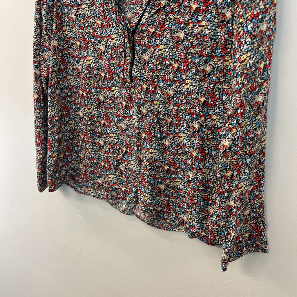 Meadow Rue Black/ Multi Print Long Sleeve Top Small