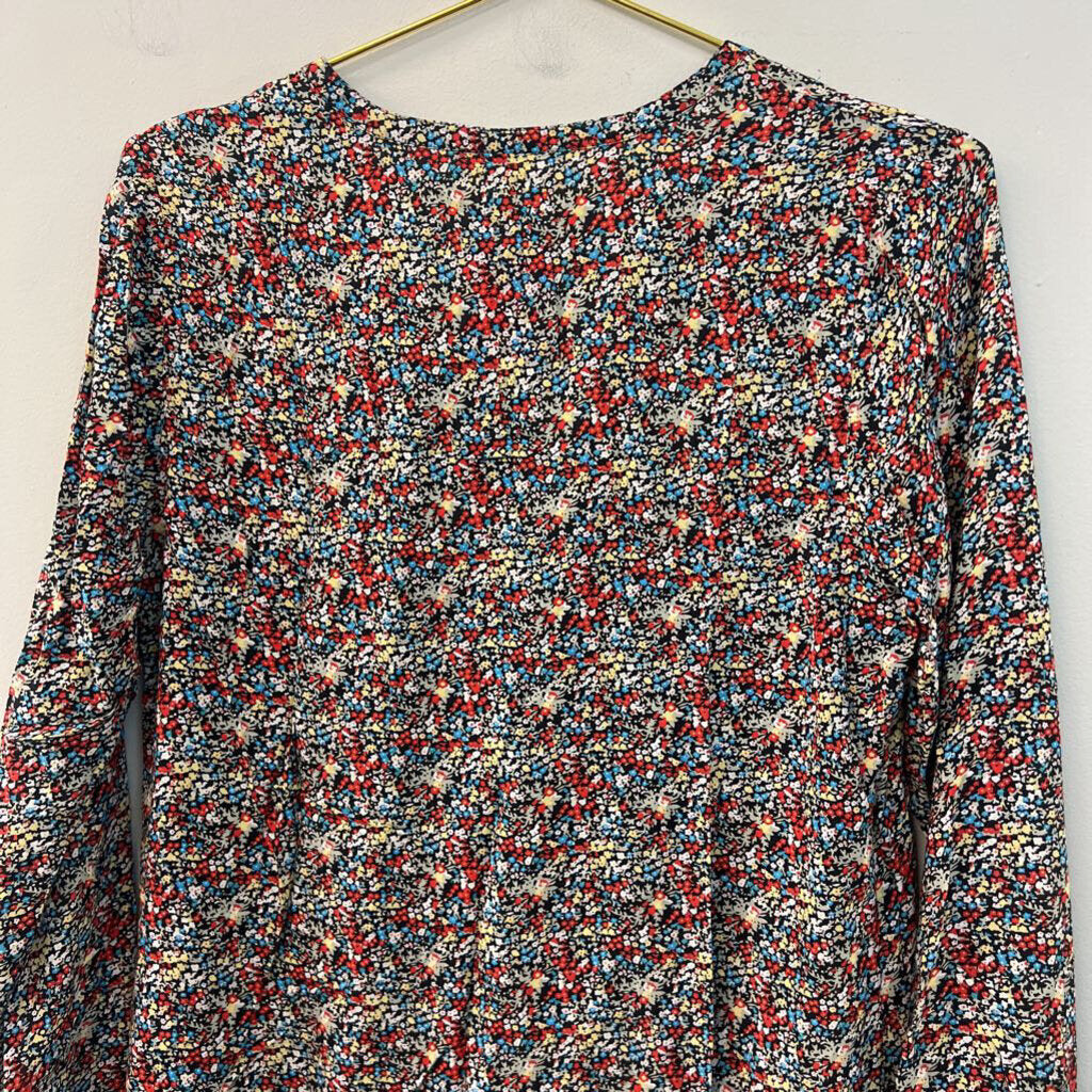 Meadow Rue Black/ Multi Print Long Sleeve Top Small