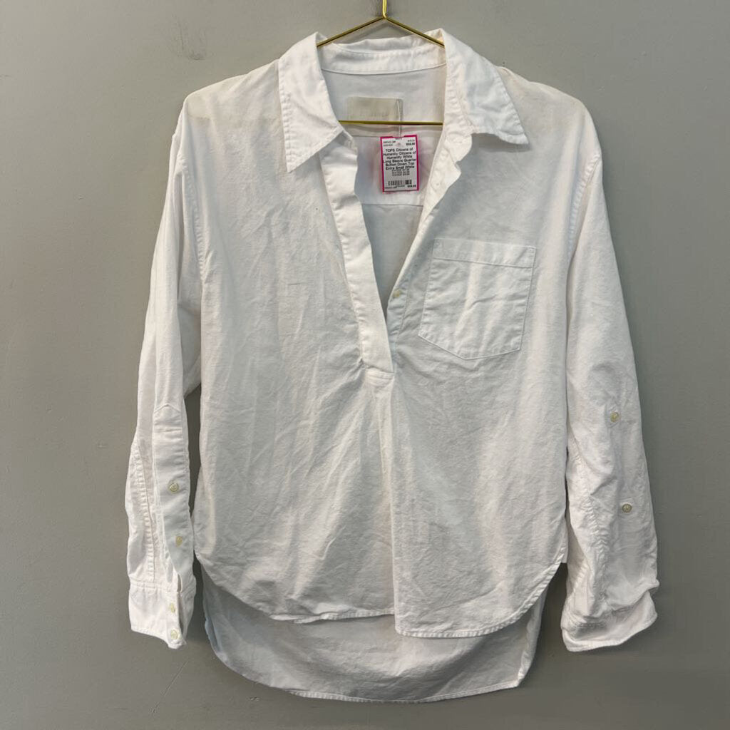 Citizens of Humanity White Long Sleeve Quarter Button Down Top Extra Small