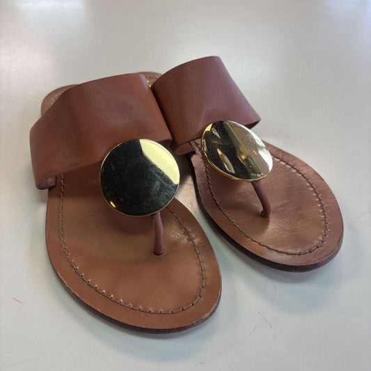 Tory Burch Brown Leather Patos Disk Sandals 7