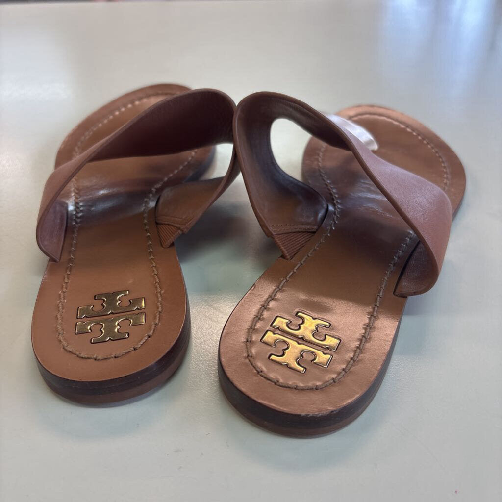 Tory Burch Brown Leather Patos Disk Sandals 7