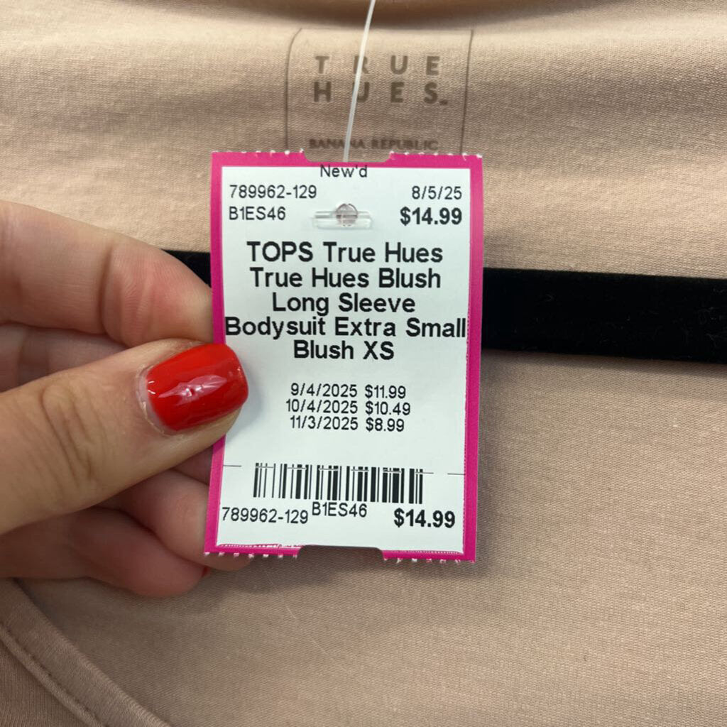 True Hues Blush Long Sleeve Bodysuit Extra Small