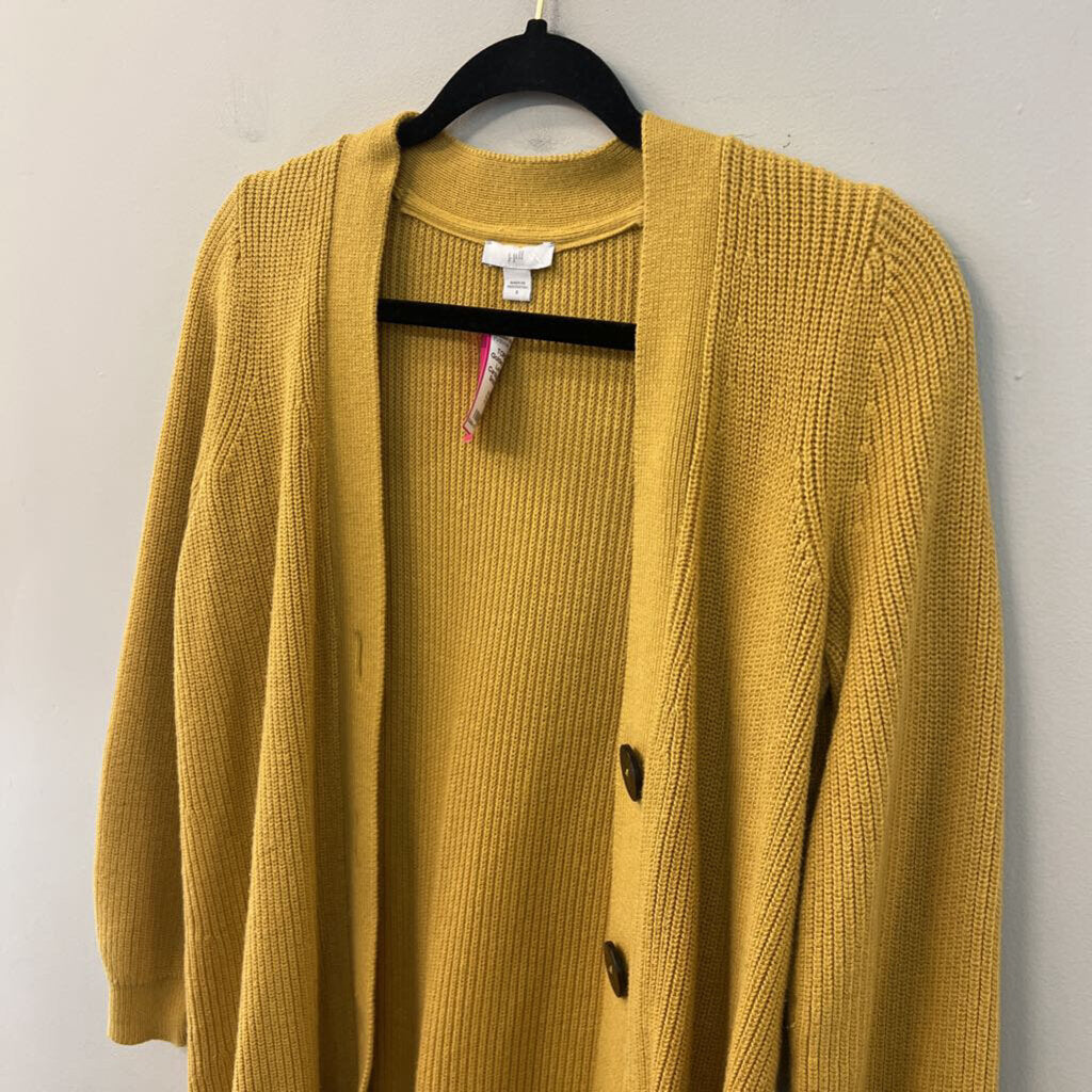 J Jill Golden Yellow Knit Long Sleeve Cardigan Sweater Small