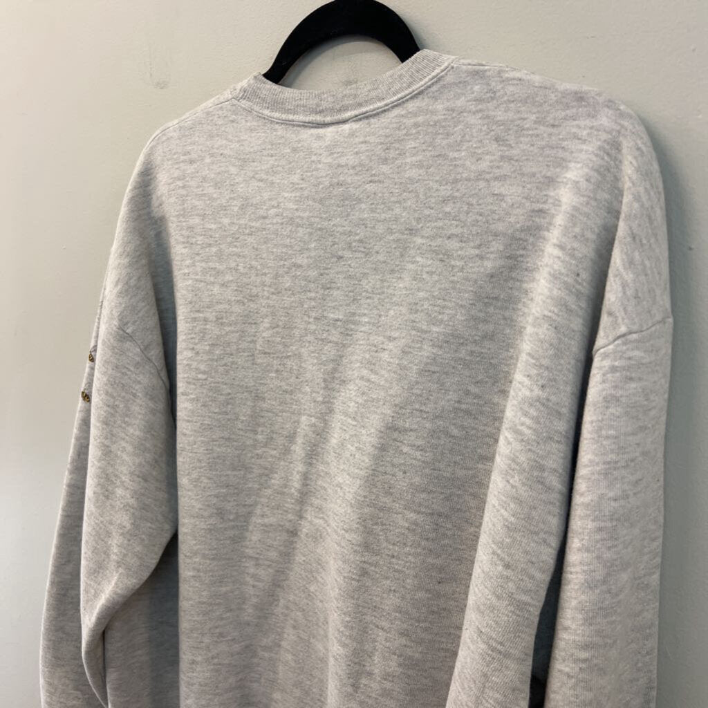 Vintage Jerzees Grey/ Multi Flower Bee Print Pullover Large