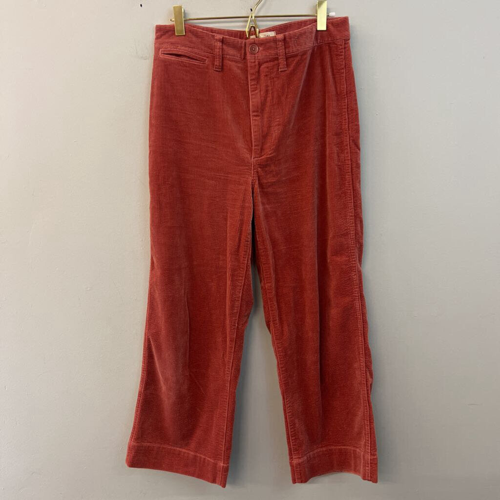 Madewell Orange Corduroy Slim Emmett Wide Leg Crop Pants 27
