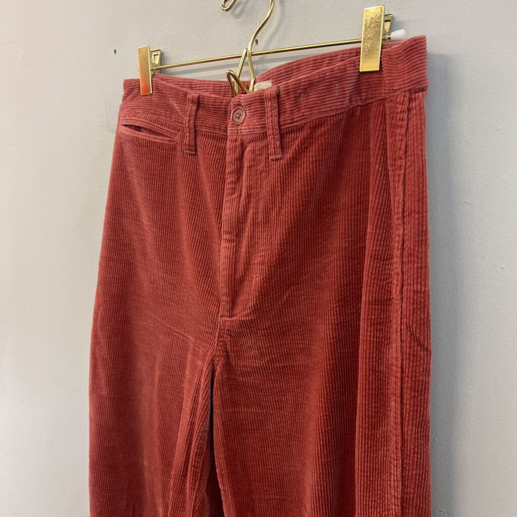 Madewell Orange Corduroy Slim Emmett Wide Leg Crop Pants 27