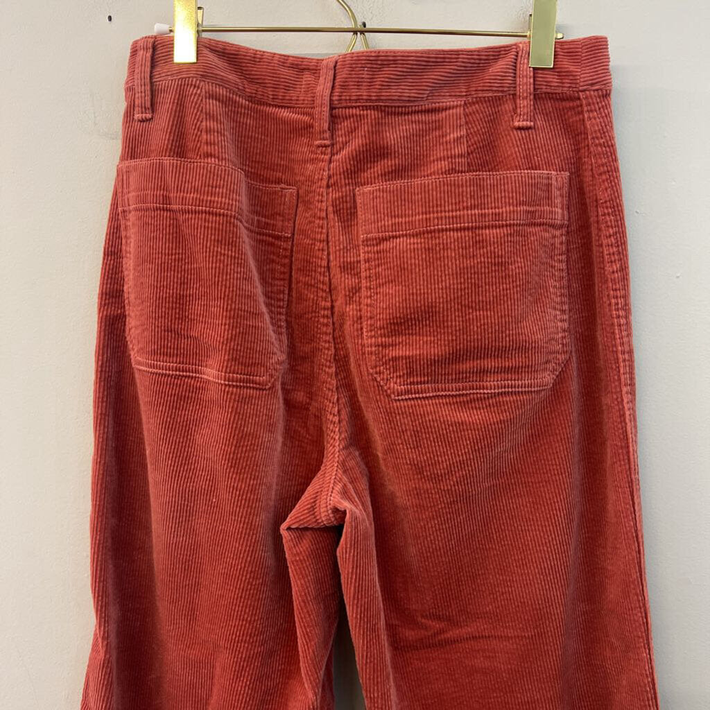 Madewell Orange Corduroy Slim Emmett Wide Leg Crop Pants 27