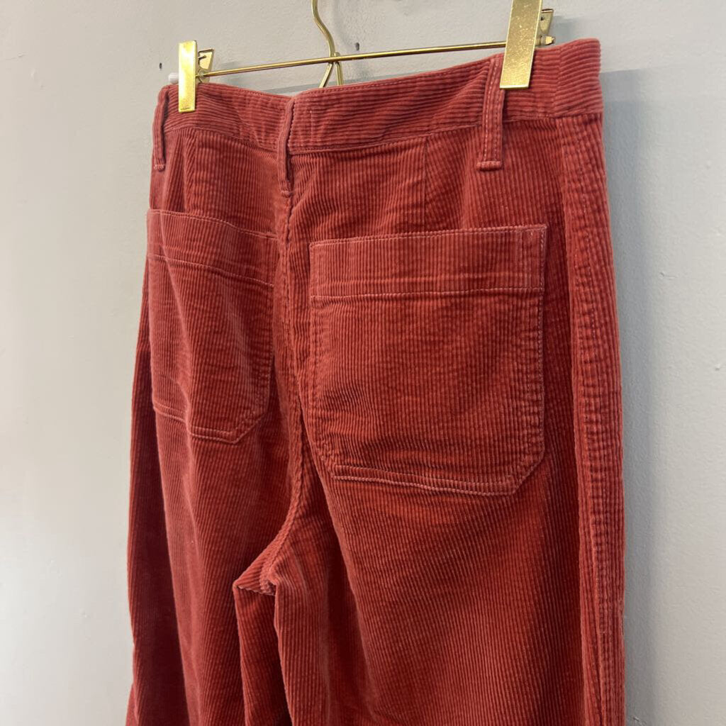 Madewell Orange Corduroy Slim Emmett Wide Leg Crop Pants 27