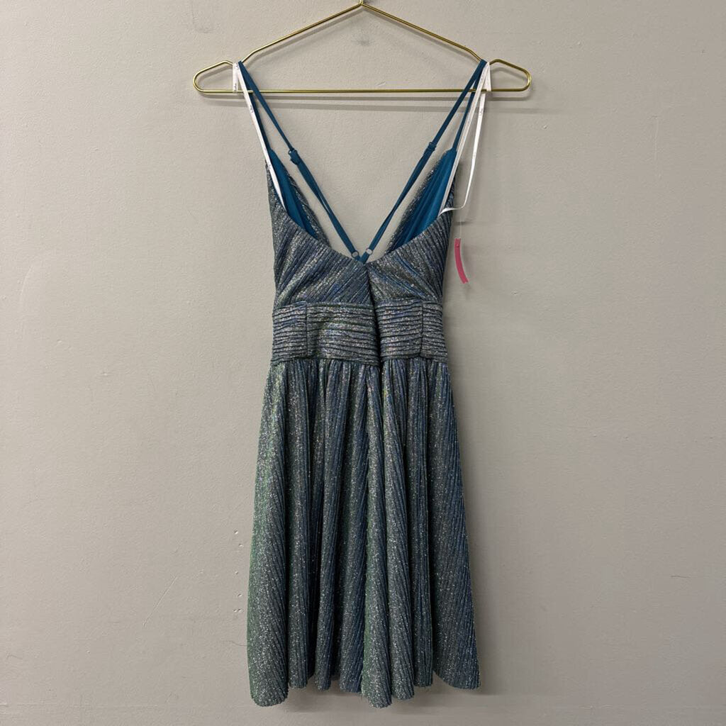 Lulus Green/ Blue Iridescent Sparkle Short Formal Dress Small