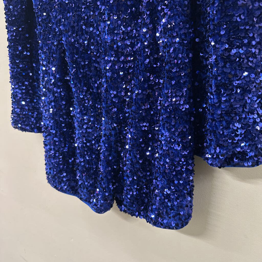 Extro and Vert Royal Blue Sequin Long Sleeve Sequin Formal Romper Small