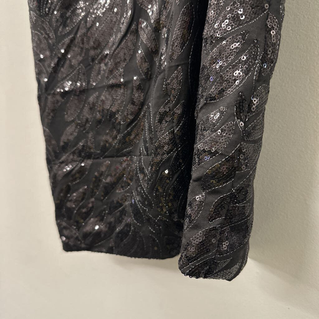 Jodi Kristopher Black Sequin One Shoulder Short Formal Dress 9