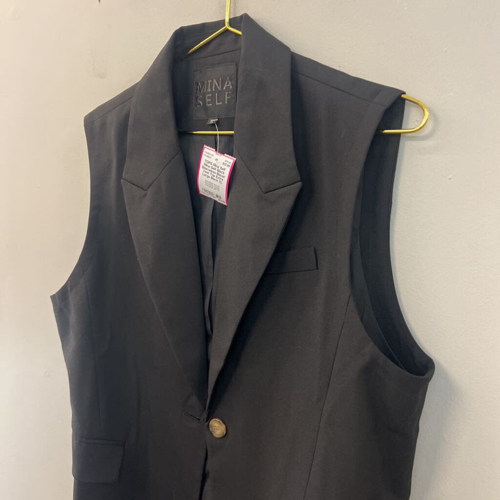 Mina Self Black Sleeveless Blazer Vest Top Extra Large