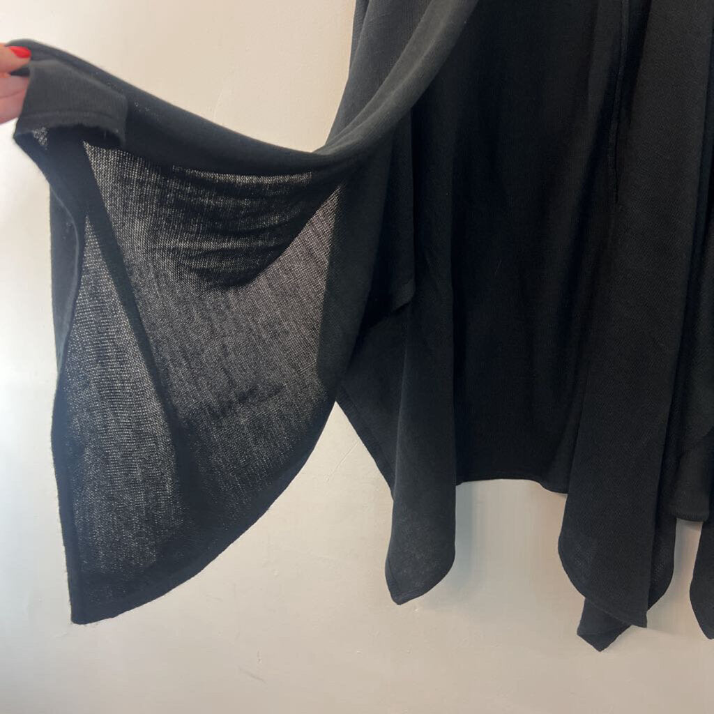 Cejon Black Knit Poncho Wrap Sweater Top One Size