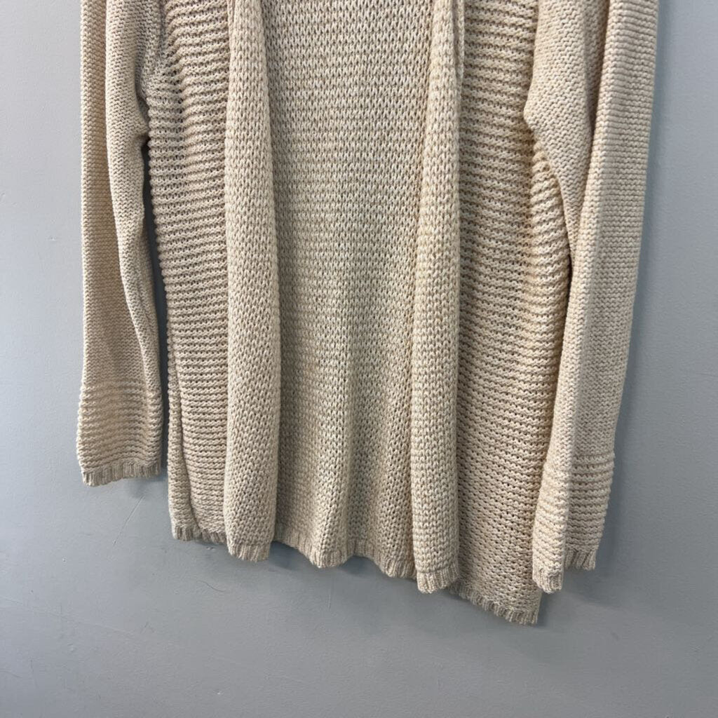 Coldwater Creek Cream Knit Long Sleeve Open Front Sweater Top Large
