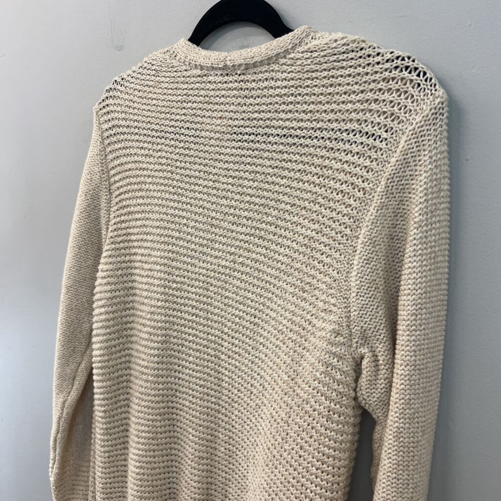 Coldwater Creek Cream Knit Long Sleeve Open Front Sweater Top Large
