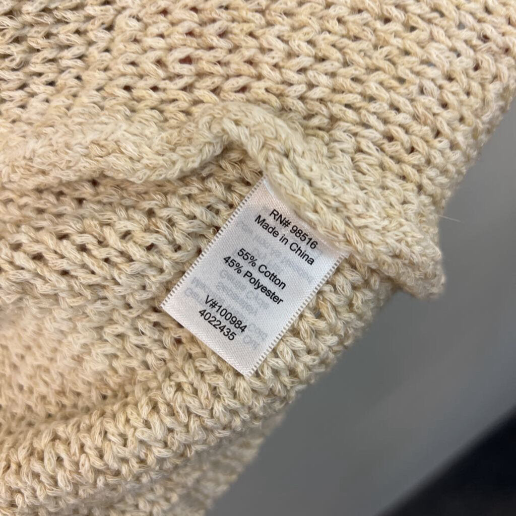 Coldwater Creek Cream Knit Long Sleeve Open Front Sweater Top Large