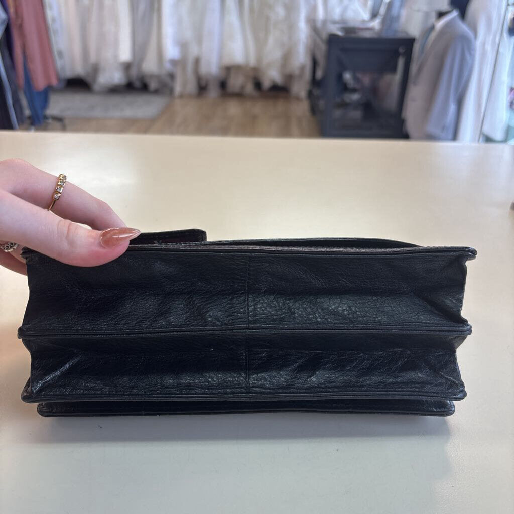 Brighton Black Croc Embossed Small Crossbody Purse