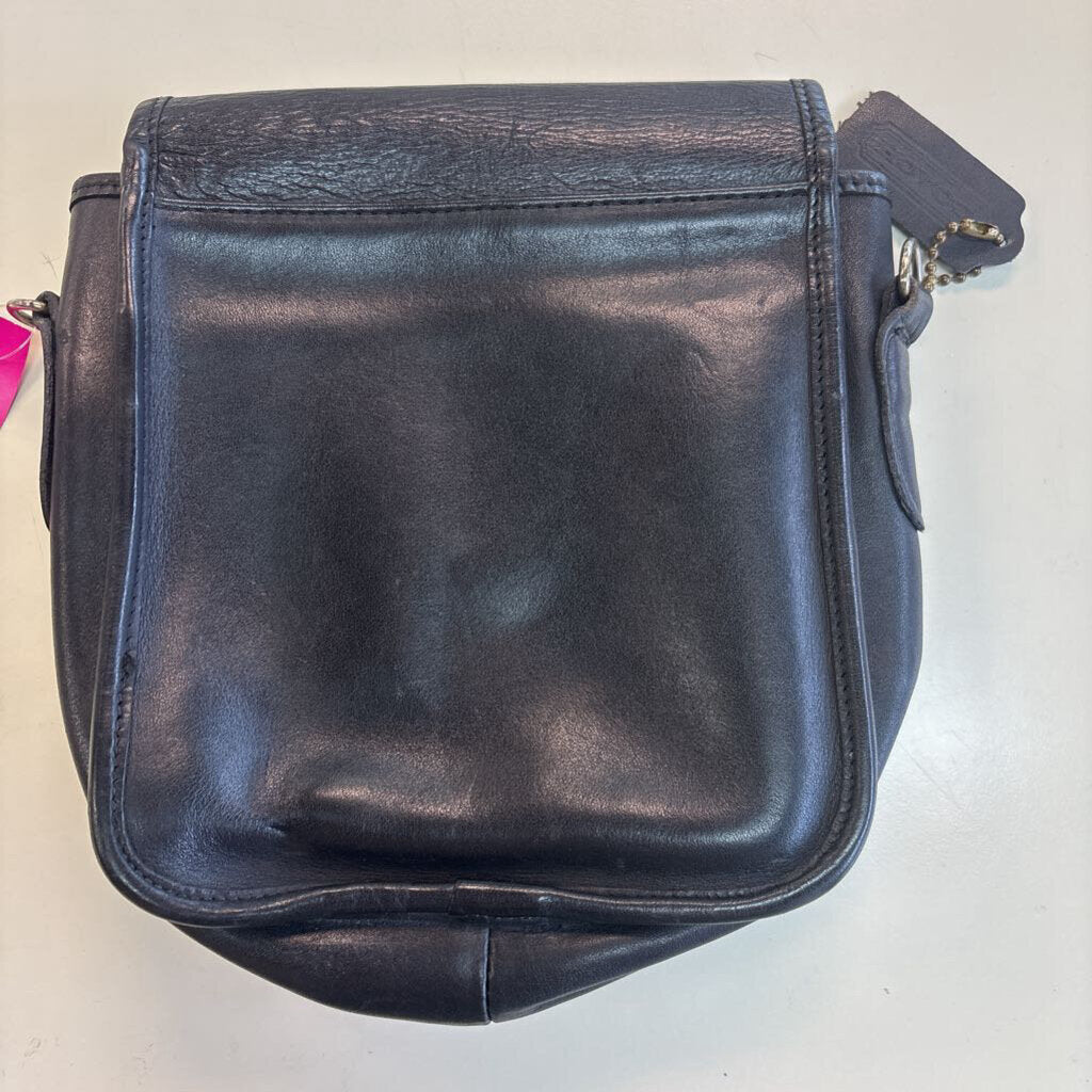 Coach Black Leather Fold Over Small Crossbody Purse