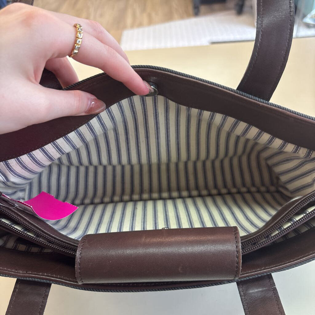 Coach Grey/ Brown Leather Rectangle Purse