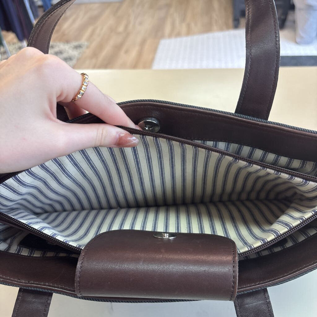 Coach Grey/ Brown Leather Rectangle Purse