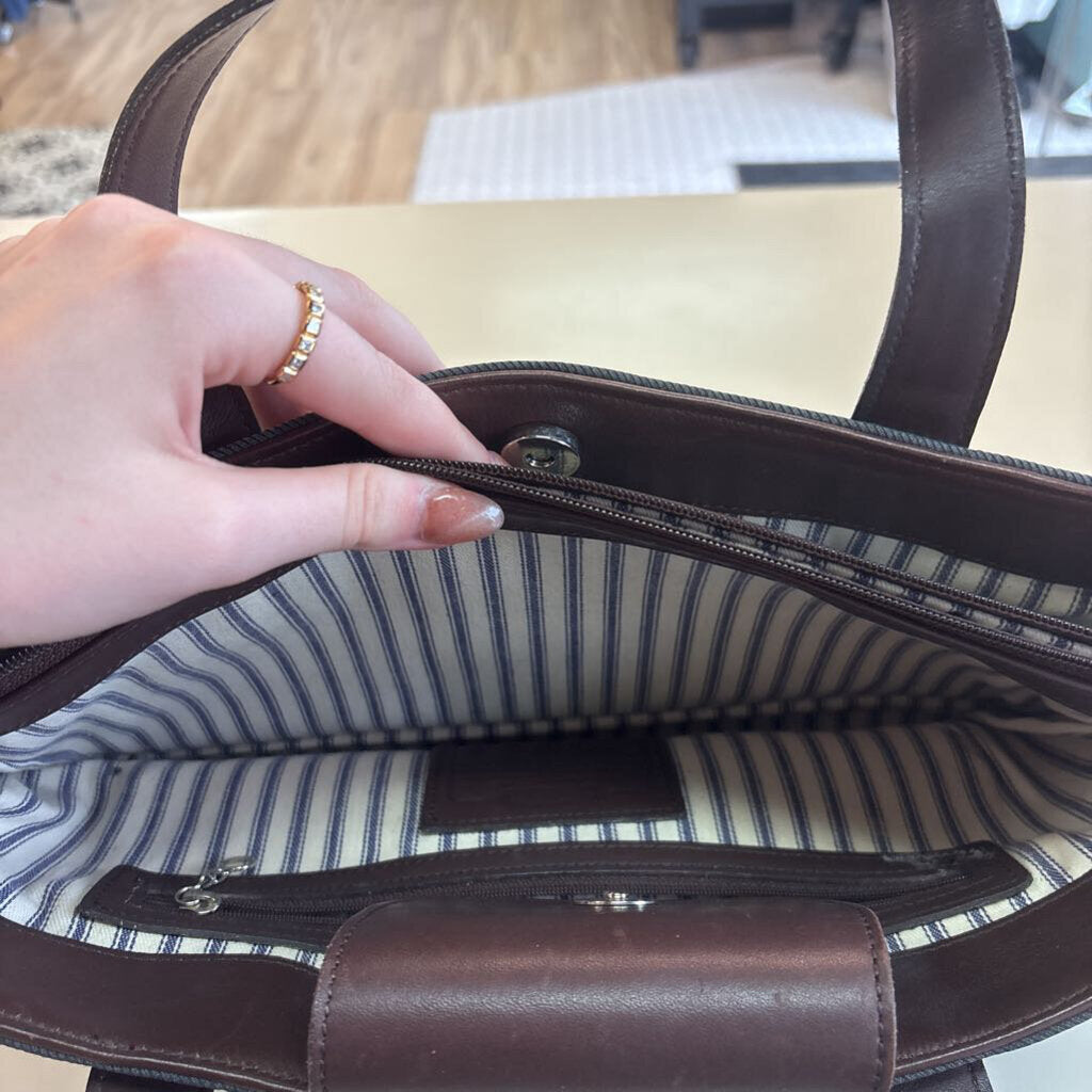 Coach Grey/ Brown Leather Rectangle Purse