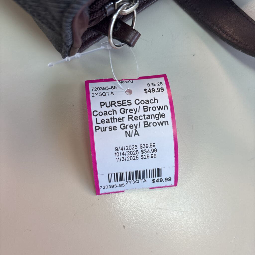 Coach Grey/ Brown Leather Rectangle Purse