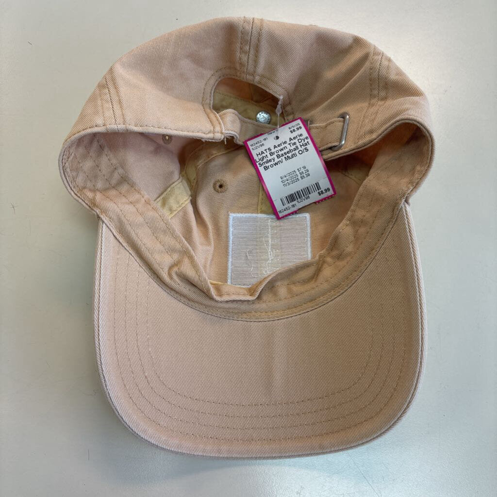 Aerie Light Brown Tie Dye Smiley Baseball Hat