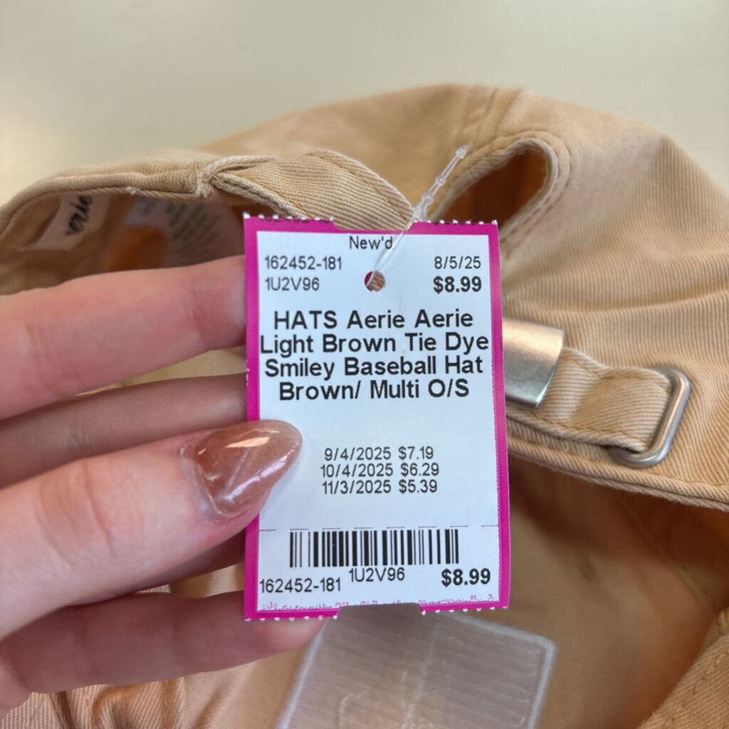 Aerie Light Brown Tie Dye Smiley Baseball Hat