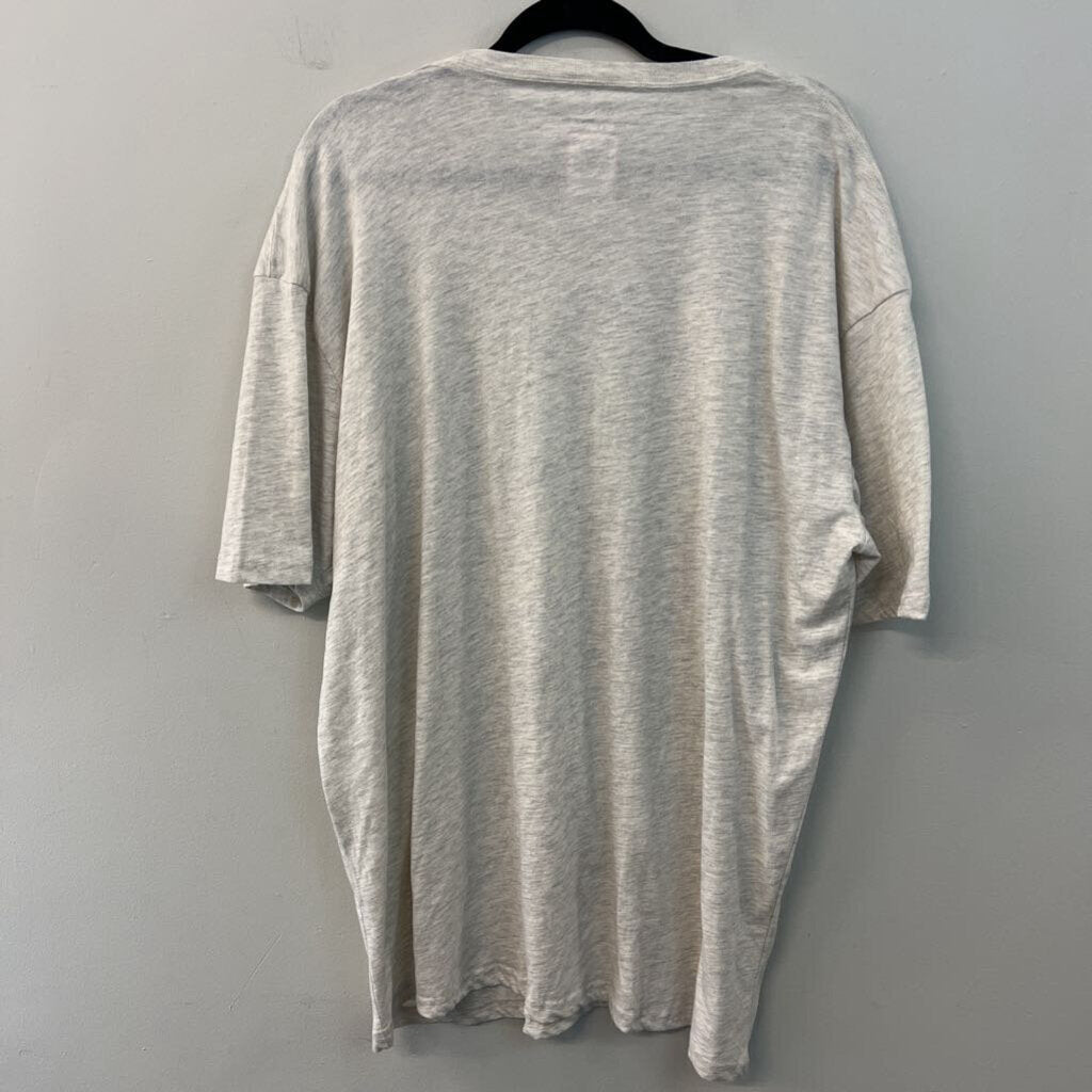 Grey/ Multi Leopard Cow Skull With Antlers Short Sleeve Graphic Tee 2X