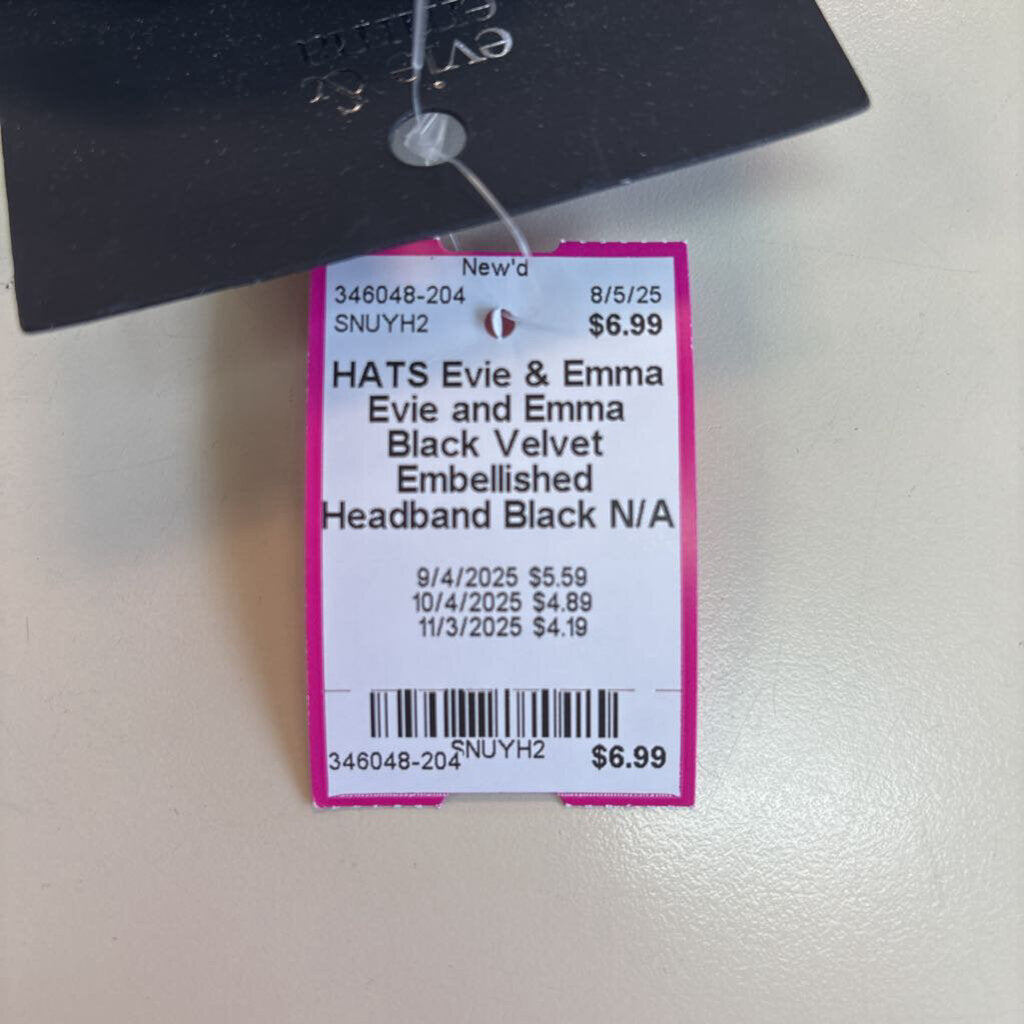 Evie and Emma Black Velvet Embellished Headband