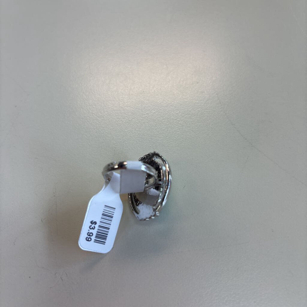 Silver Adjustable Oval Statement Mood Ring