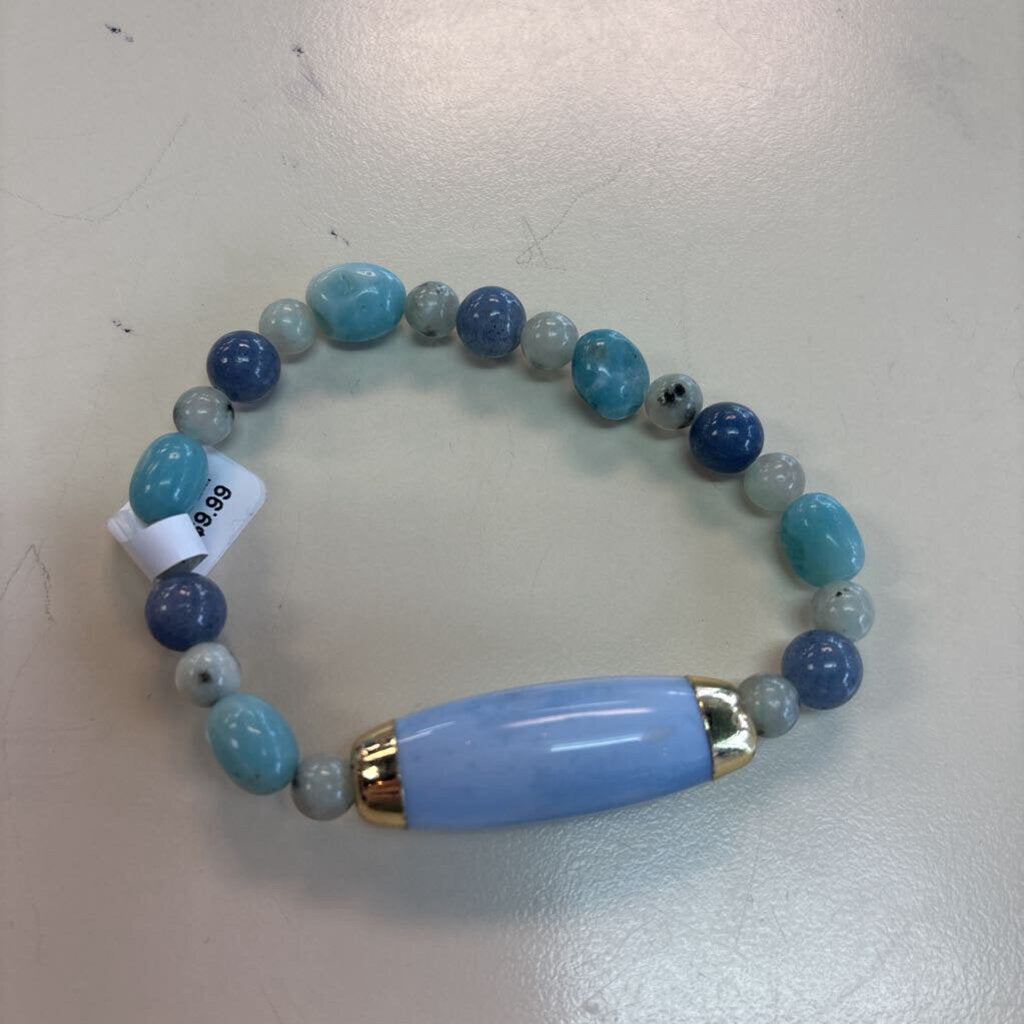 Blue Beaded Stretchy Bracelet