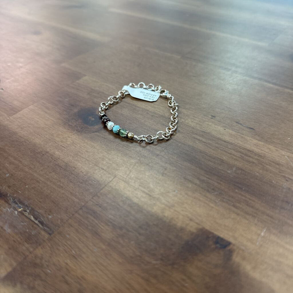 Silver/ Multi Bead Dainty Bracelet