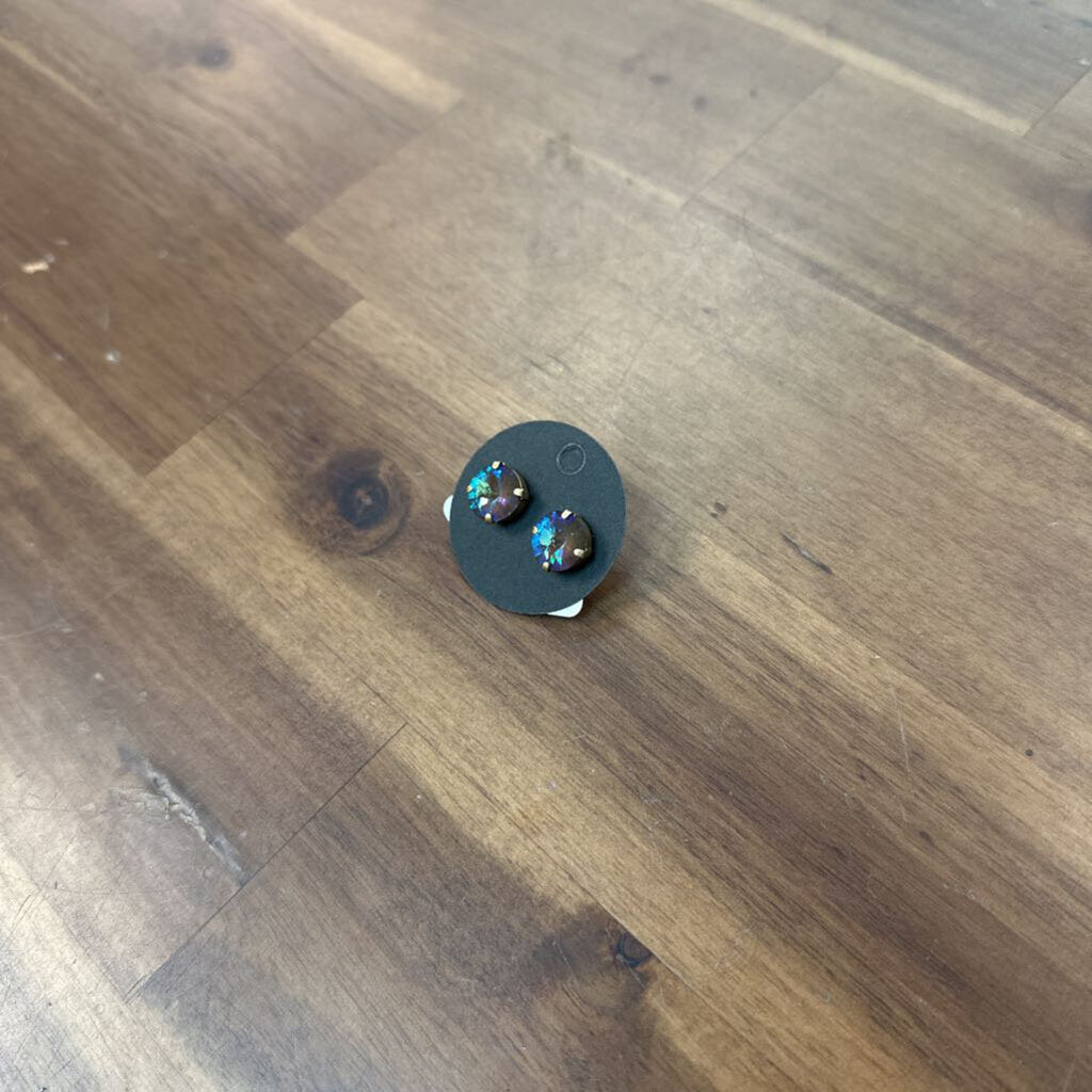Blue Iridescent Stud Earrings