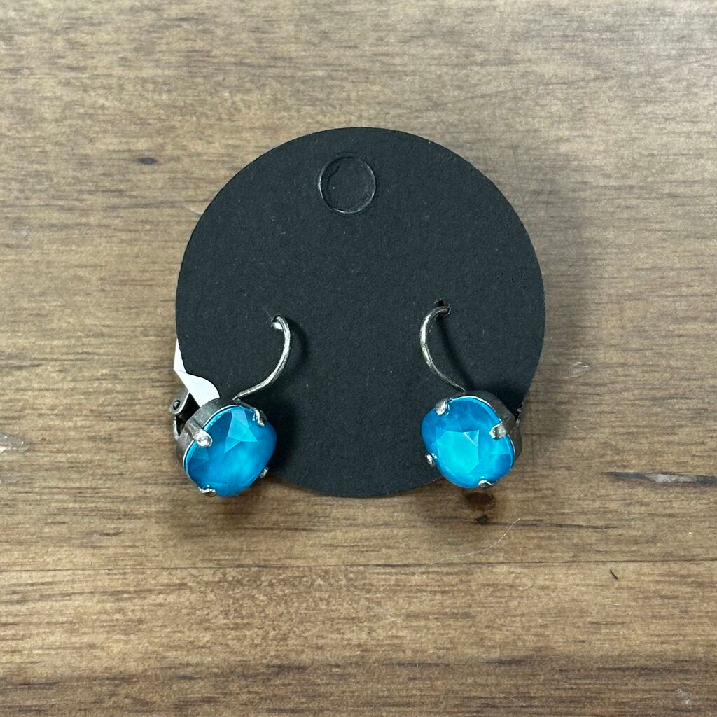 Silver/ Blue Stone Drop Earrings