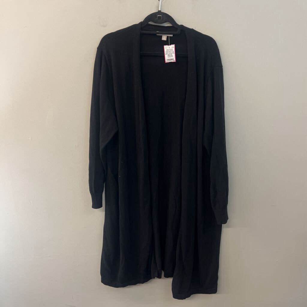 Woman Within Black Long Open Front Long Sleeve Sweater 2X