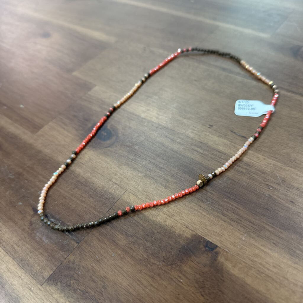 Pink/ Brown Beaded Necklace