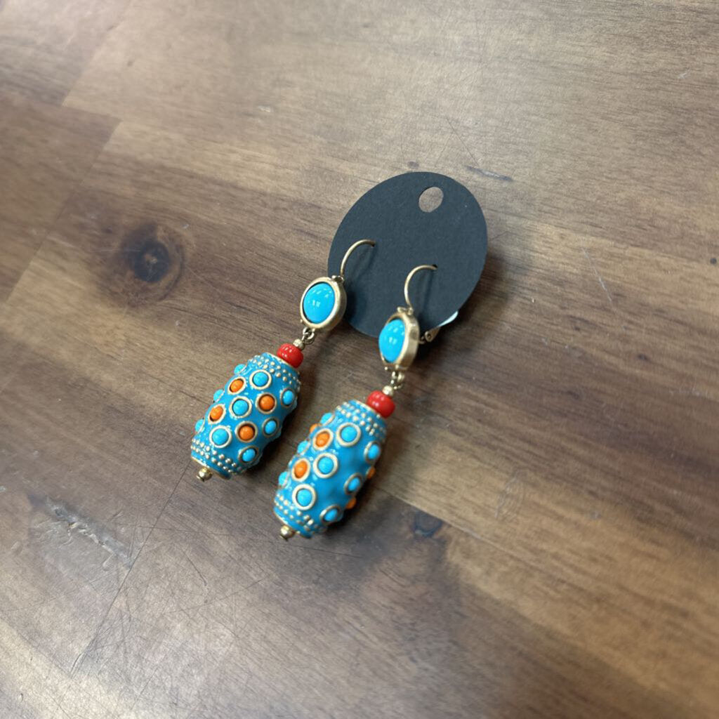 Blue/ Orange Drop Earrings