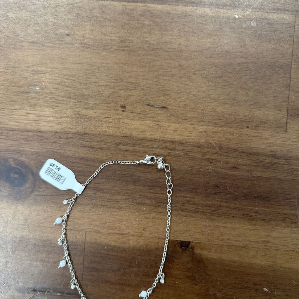 Silver/ White Bead Anklet