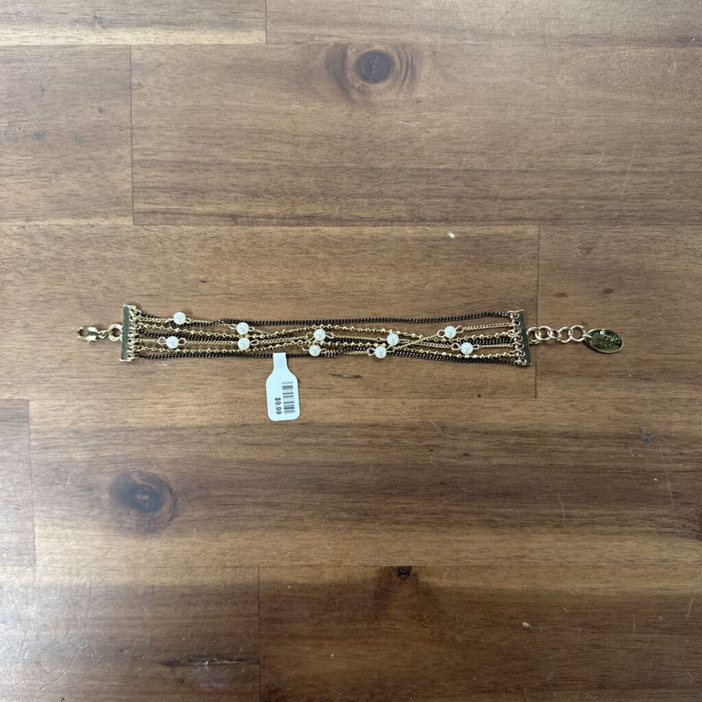 Gold/ Black/ Pearl Metal Layered Bracelet